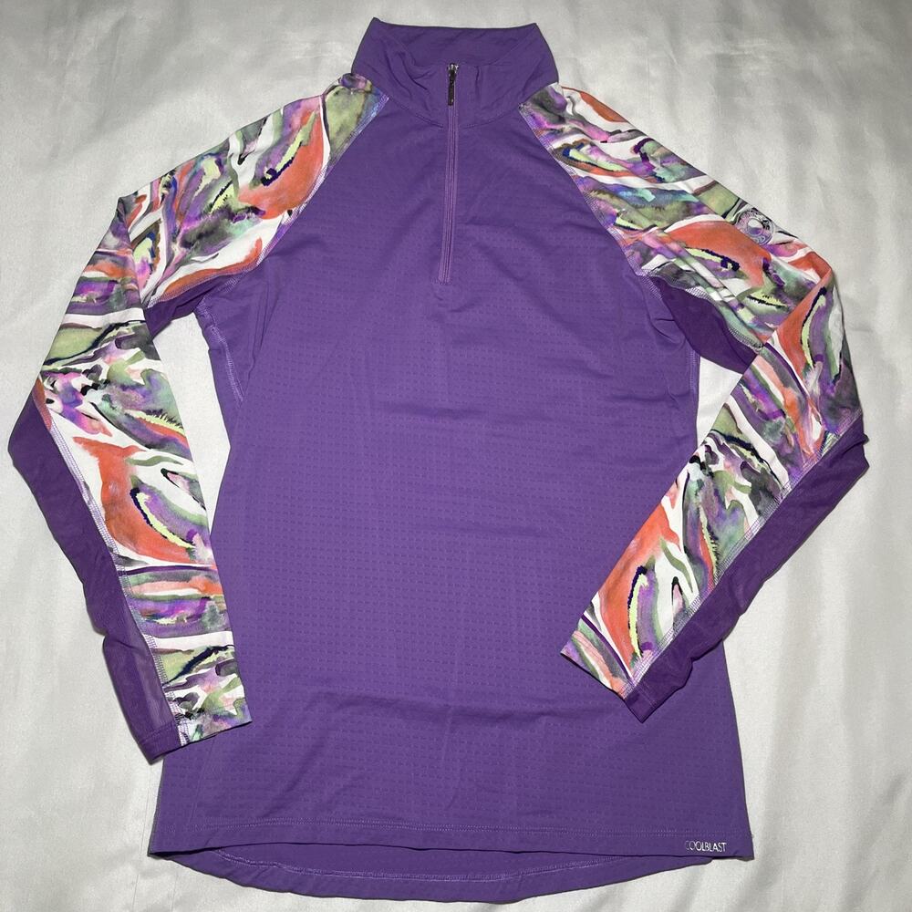 Dover Saddlery 1/4 Zip Pullover Top Size S Stretch Purple Equestrian Riding